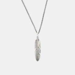 Silver Ethereal Feather Necklace 16 Silver Ethereal Feather Necklace -Serge DeNimes Jewelry Shop Silver Ethereal Feather Necklace Product Shot Back grey