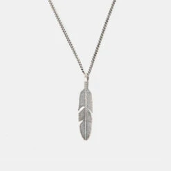 Silver Ethereal Feather Necklace 15 Silver Ethereal Feather Necklace -Serge DeNimes Jewelry Shop Silver Ethereal Feather Necklace Product Shot grey