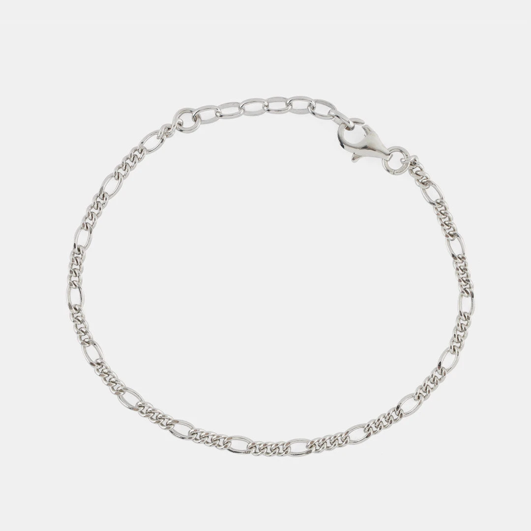 Silver Figaro Bracelet 6 Silver Figaro Bracelet - Image 4