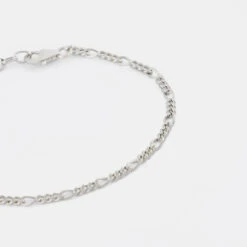 Silver Figaro Bracelet 16 Silver Figaro Bracelet -Serge DeNimes Jewelry Shop Silver Figaro Bracelet Product Shot 4 Grey