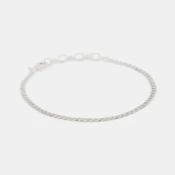 Silver Flat Cuban Chain Bracelet 13 Silver Flat Cuban Chain Bracelet -Serge DeNimes Jewelry Shop Silver Flat Cuban Chain Bracelet Grey 1