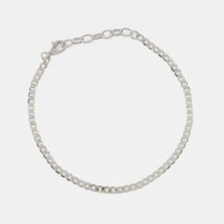 Silver Flat Cuban Chain Bracelet 14 Silver Flat Cuban Chain Bracelet -Serge DeNimes Jewelry Shop Silver Flat Cuban Chain Bracelet Grey 2