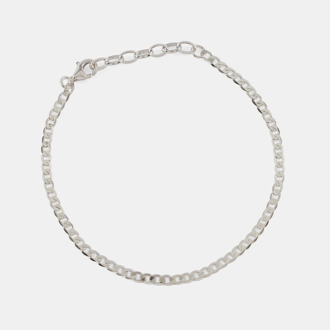 Silver Flat Cuban Chain Bracelet 6 Silver Flat Cuban Chain Bracelet - Image 4