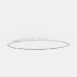 Silver Flat Cuban Chain Bracelet 15 Silver Flat Cuban Chain Bracelet -Serge DeNimes Jewelry Shop Silver Flat Cuban Chain Bracelet Grey 3