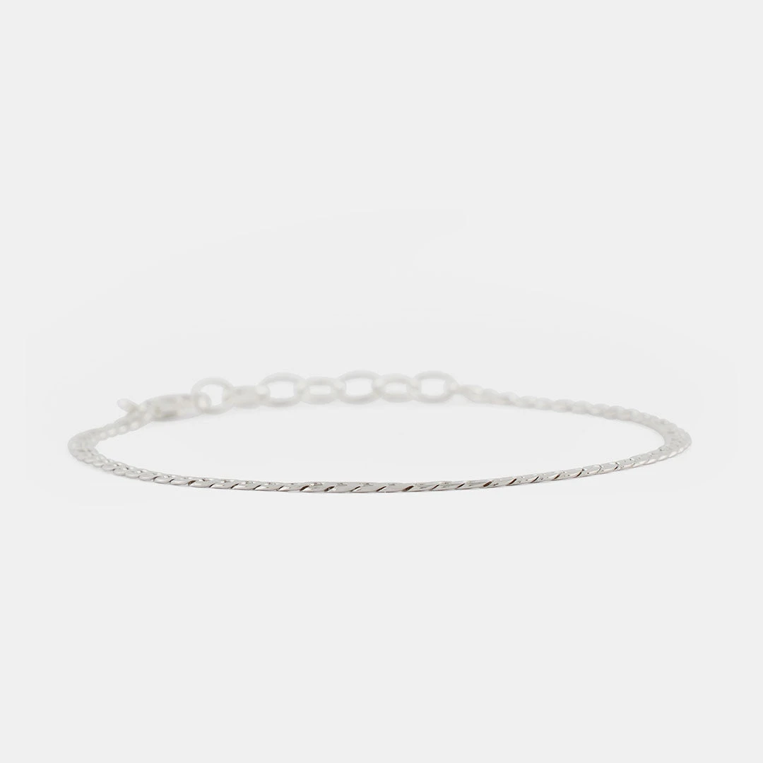 Silver Flat Cuban Chain Bracelet 7 Silver Flat Cuban Chain Bracelet - Image 5