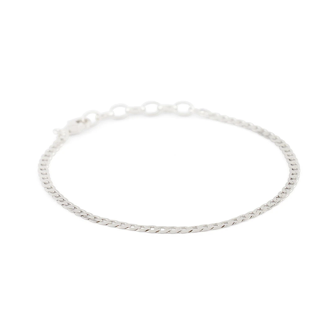 Silver Flat Cuban Chain Bracelet 3 Silver Flat Cuban Chain Bracelet