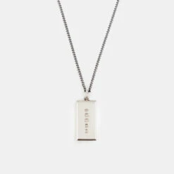 Silver Ingot Pendant Necklace -Serge DeNimes Jewelry Shop Silver Ingot Necklace Product Shot Grey 2023
