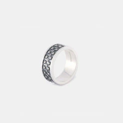 Silver Jacquard Ring -Serge DeNimes Jewelry Shop Silver Jacquard Ring Tilt Product Shot 2 Grey