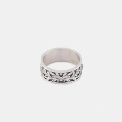 Silver Kabuto Ring 16 Silver Kabuto Ring -Serge DeNimes Jewelry Shop Silver Kabuto Ring Product Shot Tilt 4 Grey