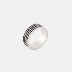 Silver Kusari Ring -Serge DeNimes Jewelry Shop Silver Kusari Ring Product Shot Tilt 2 Grey