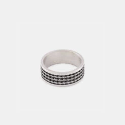 Silver Kusari Ring -Serge DeNimes Jewelry Shop Silver Kusari Ring Product Shot Tilt Grey