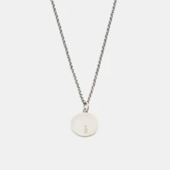 Silver Minimal Hallmark Necklace 15 Silver Minimal Hallmark Necklace -Serge DeNimes Jewelry Shop Silver Minimal Necklace Product Shot Grey