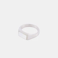 Silver Mother Of Pearl Rectangle Ring 14 Silver Mother Of Pearl Rectangle Ring -Serge DeNimes Jewelry Shop Silver Mother of Pearl Rectangle Ring Product Shot 3 Grey 74bed7ca 5f3d 498b bc72 f6b4b2fe56fe
