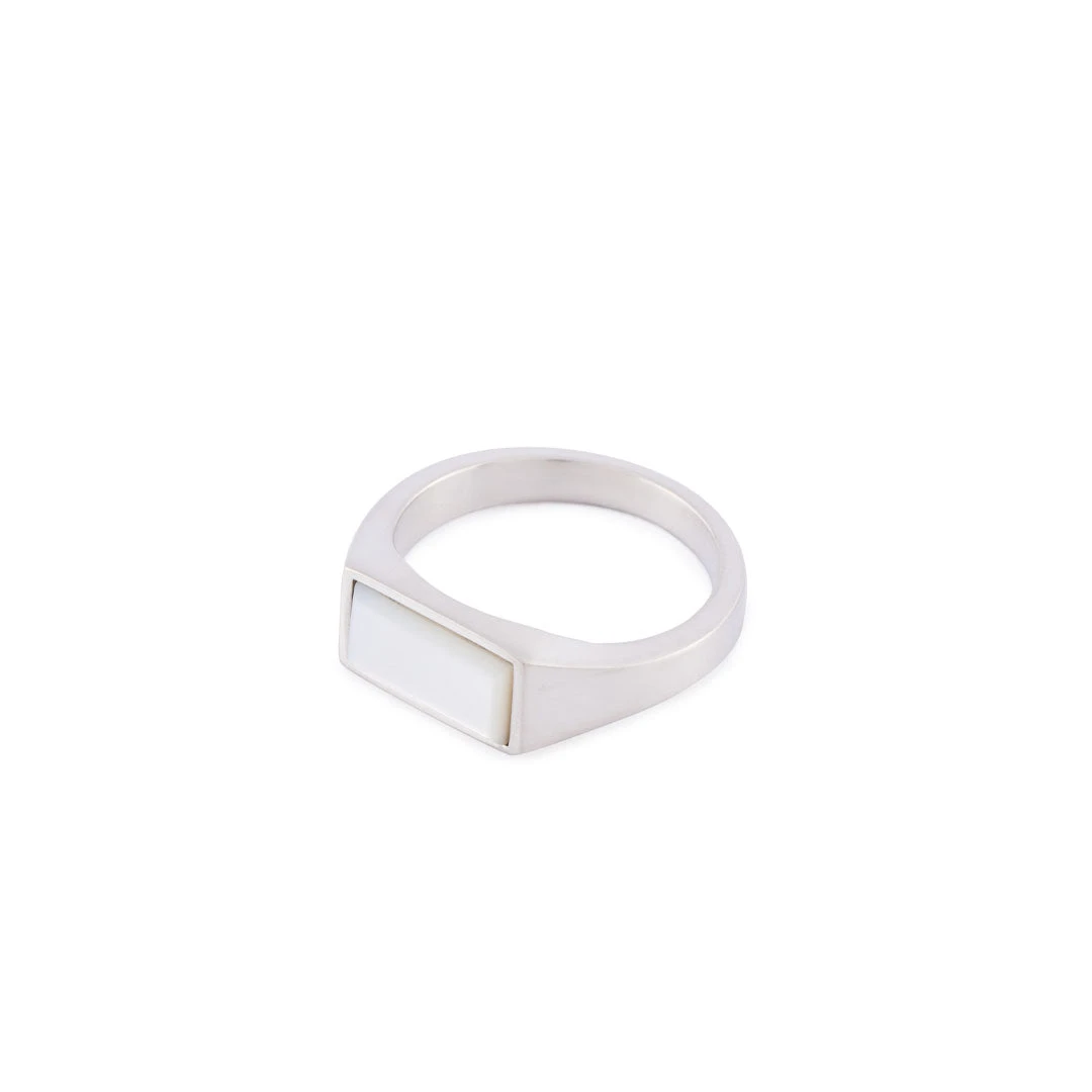 Silver Mother Of Pearl Rectangle Ring 4 Silver Mother Of Pearl Rectangle Ring - Image 2