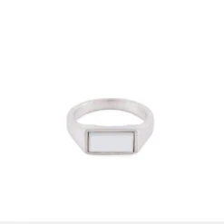 Silver Mother Of Pearl Rectangle Ring