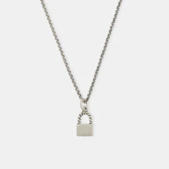 Silver Padlock Necklace 13 Silver Padlock Necklace -Serge DeNimes Jewelry Shop Silver Padlock Necklace Grey 1