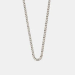 Silver 3.5mm Curb Chain 12 Silver 3.5mm Curb Chain -Serge DeNimes Jewelry Shop Silver Rhodium Diamond Cut Chain Product Shot Grey 1