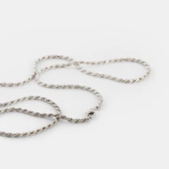 Silver Rope Necklace 17 Silver Rope Necklace -Serge DeNimes Jewelry Shop Silver Rope Necklace Product Shot 4 Grey