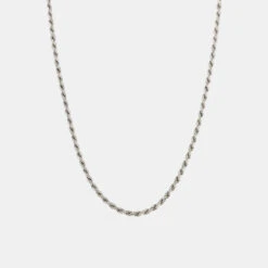 Silver Rope Necklace 15 Silver Rope Necklace -Serge DeNimes Jewelry Shop Silver Rope Necklace Product Shot Grey