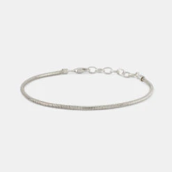 Silver Rounded Snake Chain Bracelet 11 Silver Rounded Snake Chain Bracelet -Serge DeNimes Jewelry Shop Silver Rounded Snake Chain Bracelet Grey 1