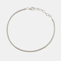 Silver Rounded Snake Chain Bracelet 12 Silver Rounded Snake Chain Bracelet -Serge DeNimes Jewelry Shop Silver Rounded Snake Chain Bracelet Grey 2