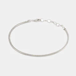 Silver Rounded Snake Chain Bracelet 13 Silver Rounded Snake Chain Bracelet -Serge DeNimes Jewelry Shop Silver Rounded Snake Chain Bracelet Grey 3