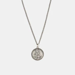 Silver St Christopher Necklace 14 Silver St Christopher Necklace -Serge DeNimes Jewelry Shop Silver St Christopher Necklace Product Shot Grey