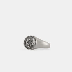 Silver St Christopher Ring -Serge DeNimes Jewelry Shop Silver St Christopher Ring Product Shot 2 Grey