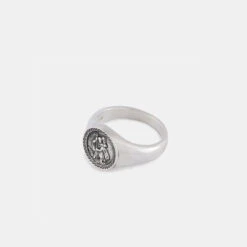 Silver St Christopher Ring -Serge DeNimes Jewelry Shop Silver St Christopher Ring Product Shot Tilt 2 Grey