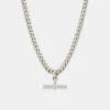 Silver Curb T-Bar Necklace 2 Silver Curb T-Bar Necklace -Serge DeNimes Jewelry Shop Silver TBar Chain Product Shot 2 Grey