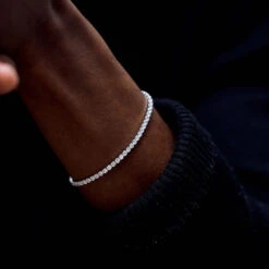 Silver Tennis Chain Bracelet 19 Silver Tennis Chain Bracelet -Serge DeNimes Jewelry Shop Silver Tennis Bracelet Model Shot 2