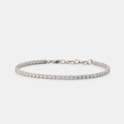 Silver Tennis Chain Bracelet 16 Silver Tennis Chain Bracelet -Serge DeNimes Jewelry Shop Silver Tennis Chain Bracelet Grey 2
