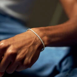 Silver Tennis Chain Bracelet 18 Silver Tennis Chain Bracelet -Serge DeNimes Jewelry Shop Silver Tennis Chain Bracelet Model Shot