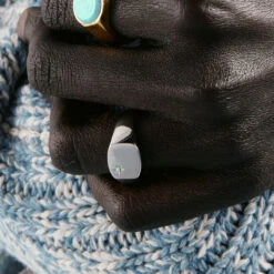 Silver Turquoise Birthstone Ring 14 Silver Turquoise Birthstone Ring -Serge DeNimes Jewelry Shop Silver Turquoise Birthstone Ring Model Shot