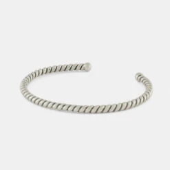 Silver Twist Cuff 14 Silver Twist Cuff -Serge DeNimes Jewelry Shop Silver Twist Bangle Grey 2