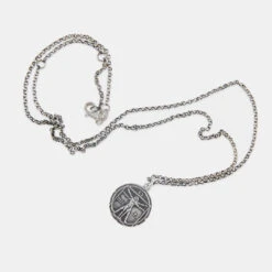 Silver Vitruvian Necklace -Serge DeNimes Jewelry Shop Silver Vitruvian Man Necklace Product Shot 3 Grey