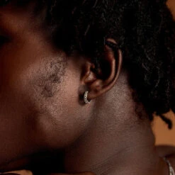 Silver Zirconia Hoop Earring -Serge DeNimes Jewelry Shop Silver Zirconia Hoop Earring Model