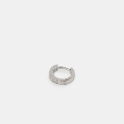 Silver Zirconia Hoop Earring -Serge DeNimes Jewelry Shop Silver Zirconia Hoop Earring Product Shot 3 Grey