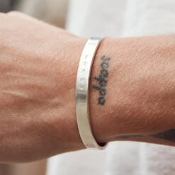 Silver Traditional Hallmark Cuff 21 Silver Traditional Hallmark Cuff -Serge DeNimes Jewelry Shop Traditional Hallmark Bangle Model Shot